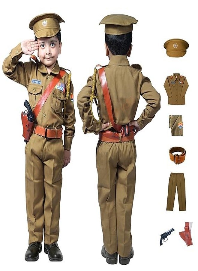 Sarvda Cotton Kids Fancy Dress Costume Set | Police, Army Soldier, Pilot, Doctor, Subhash Chandra Bose & Community-Helper Outfit for Boys & Girls (Police_Dress_kids, 8-9 Years) - Image 1